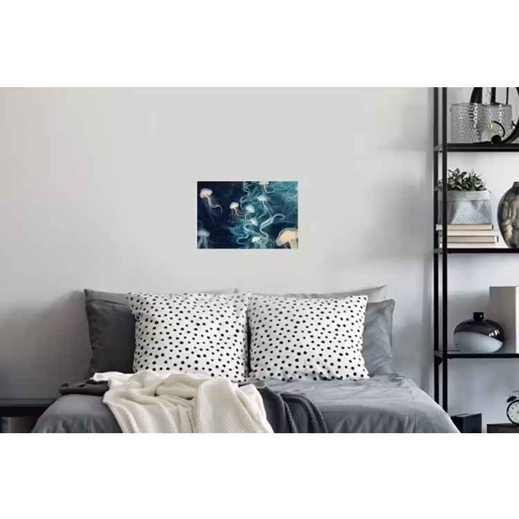 Kwallen - Zee - Wit - Golven Muursticker klein -slaapkamer