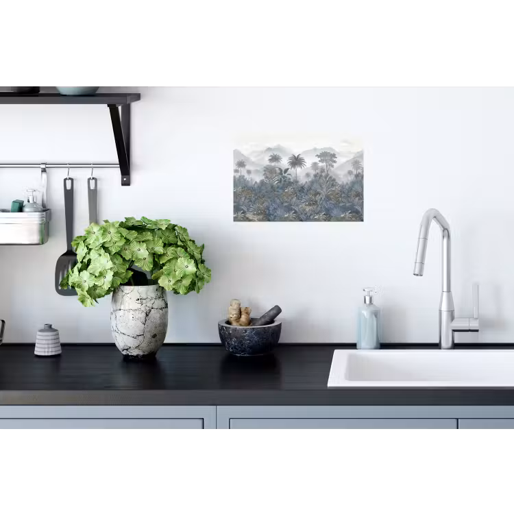 Jungle - Landschap - Blauw Muursticker klein -keuken