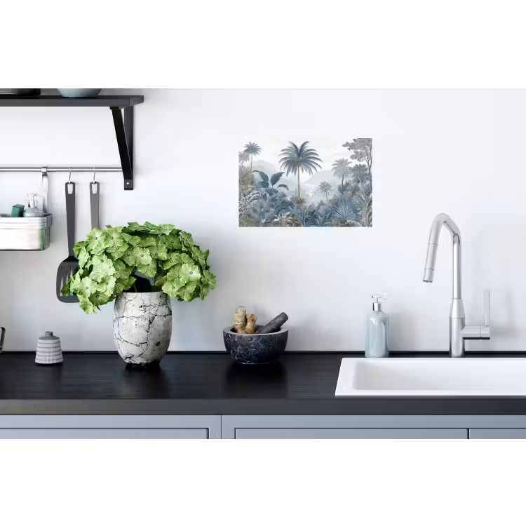 Jungle - Modern - Blauw - Groen Muursticker klein -keuken