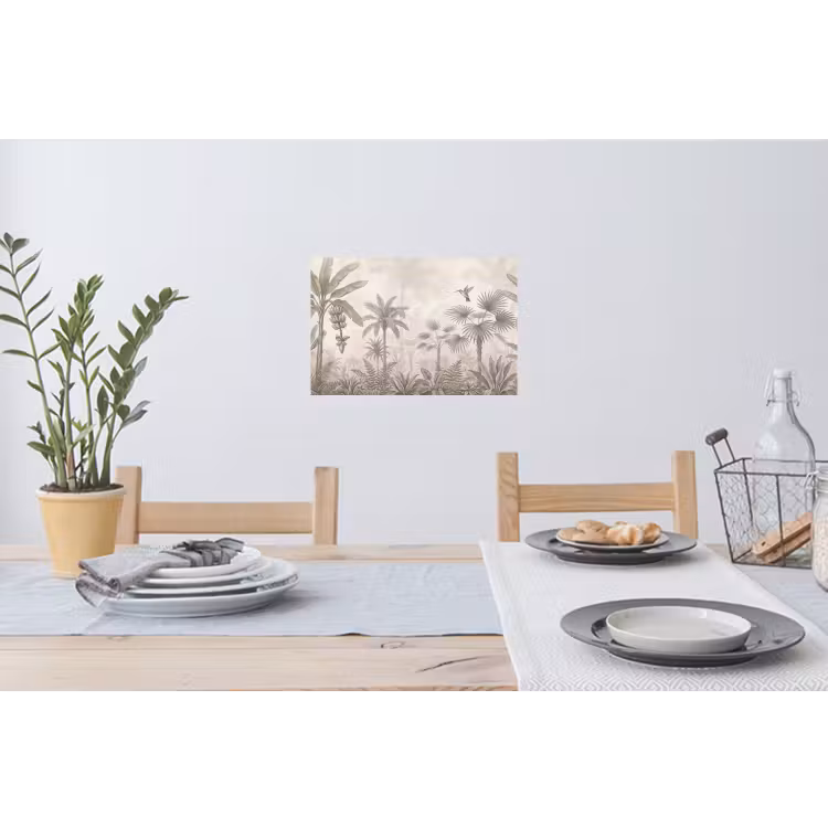 Jungle - Banenboom - Kolibrie - Beige Muursticker klein -eettafel