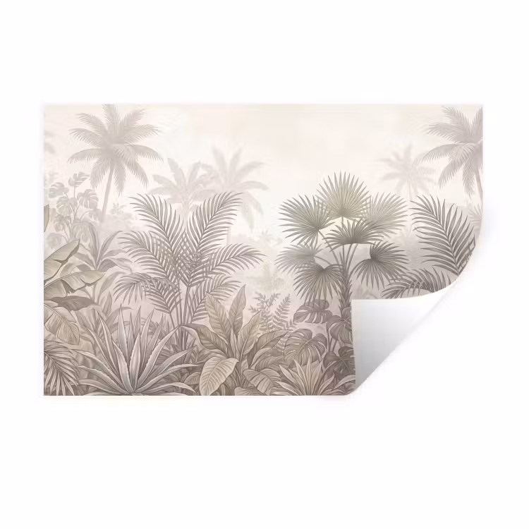 Jungle - Tropisch - Natuur -Vintage - Beige Muursticker klein -3d