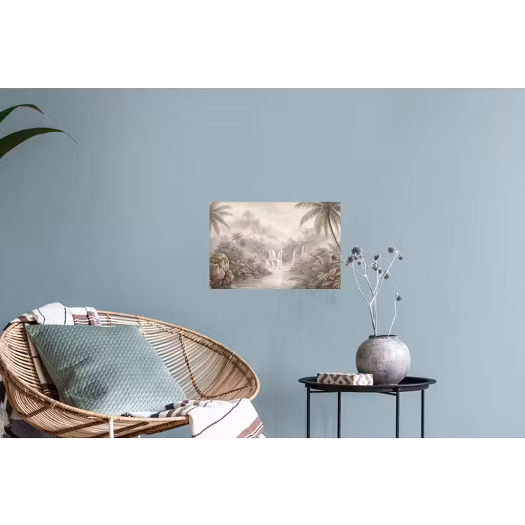 Jungle - Watervallen - Tropisch - Illustratie Muursticker klein -plant