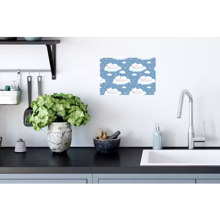 Kitten - Wolken - Blauw Muursticker klein 286 -keuken