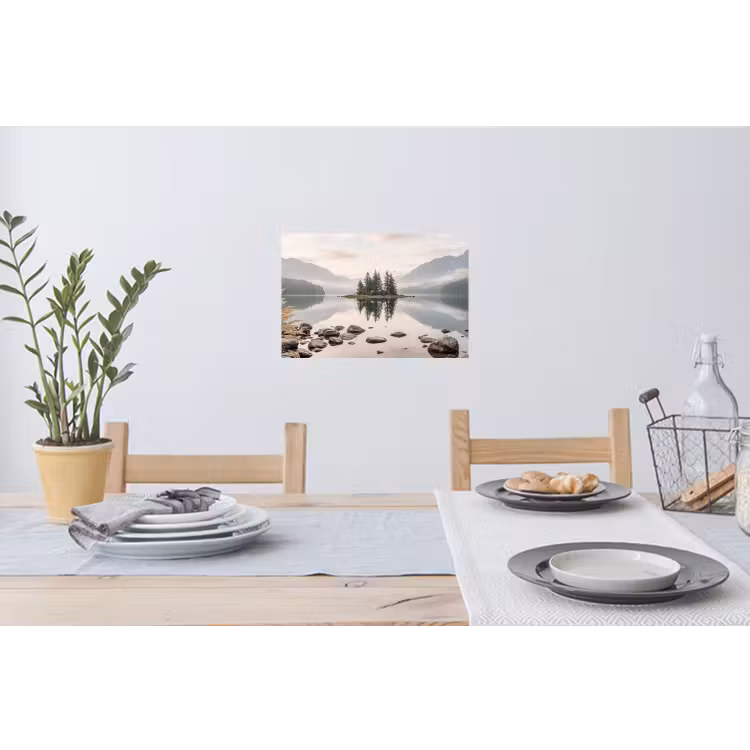 Meer - Bergen - Landschap - Groen Muursticker klein -eettafel