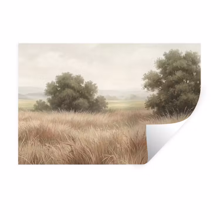 Landschap - Minimalistisch - Beige Muursticker klein -3d