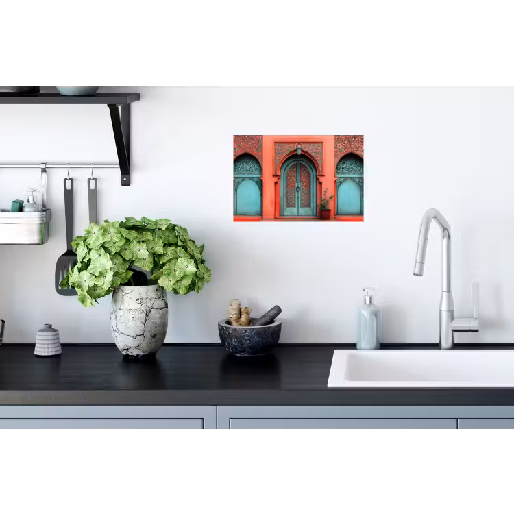 Lantaarn - Deur - Turquoise Muursticker klein -keuken