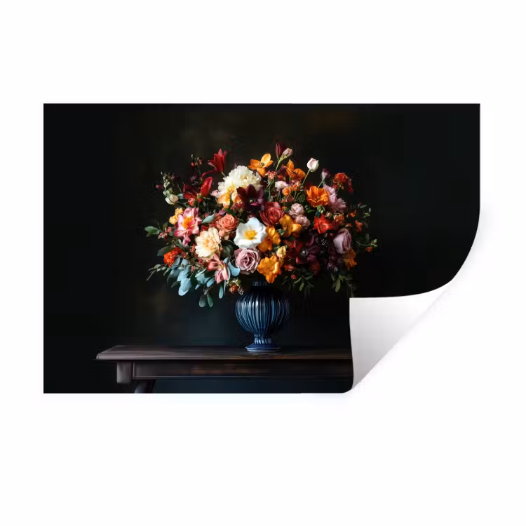 Groot - Bloemen - Vaas - Boeket Muursticker klein -3d