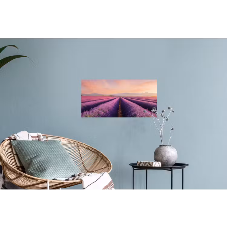 Lavendelveld - Zonsondergang - Paars - Bloemen Muursticker klein -plant
