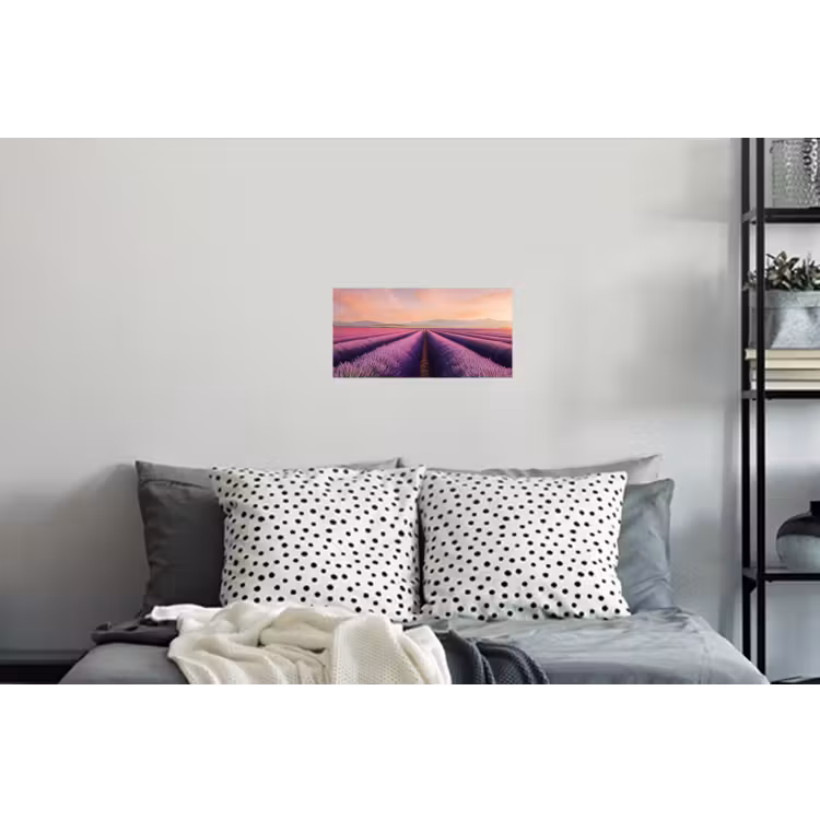 Lavendelveld - Zonsondergang - Paars - Bloemen Muursticker klein -slaapkamer