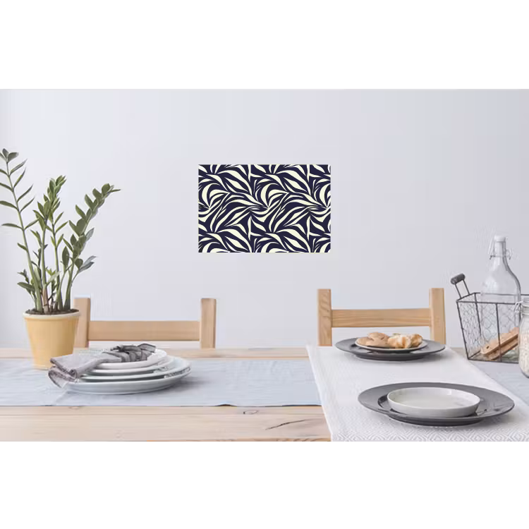 Bladvormen - Blauw - Patroon - Wit Muursticker klein 286 -eettafel