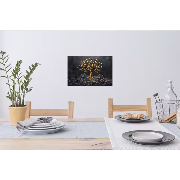 Bladeren - Goud - Boom - Rots Muursticker klein -eettafel