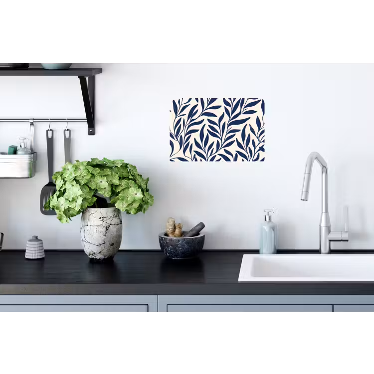 Bladeren - Klimop - Donkerblauw Muursticker klein -keuken
