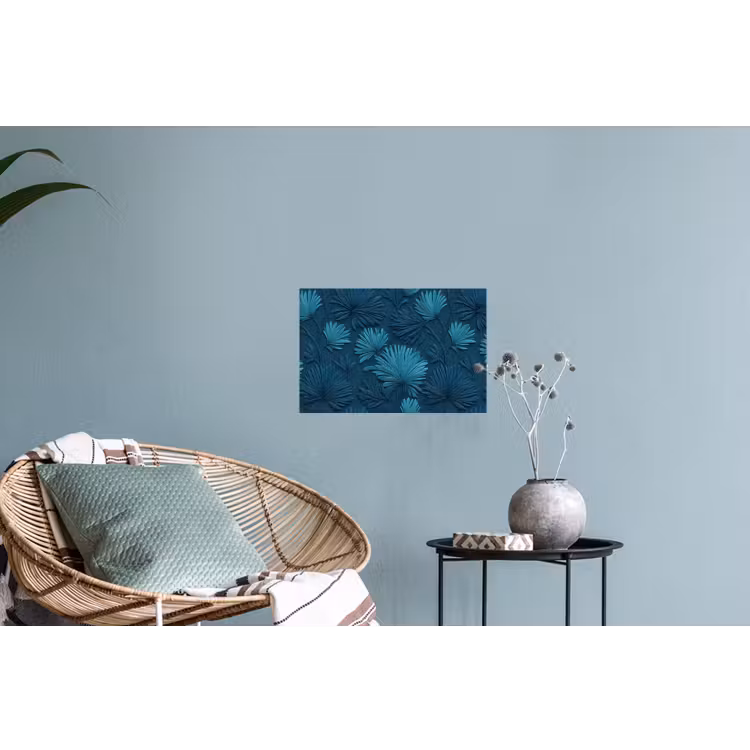 Bladeren - Reliëf - Patroon - Oceaanblauw - Modern Muursticker klein 286 -plant