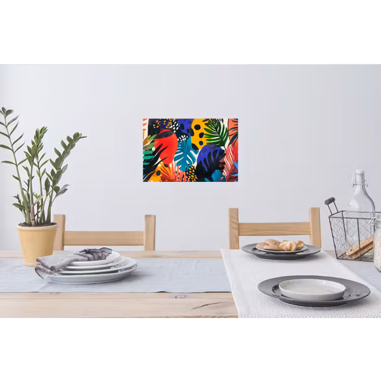 Bladeren - Vormen - Abstract - Kleurrijk Muursticker klein -eettafel