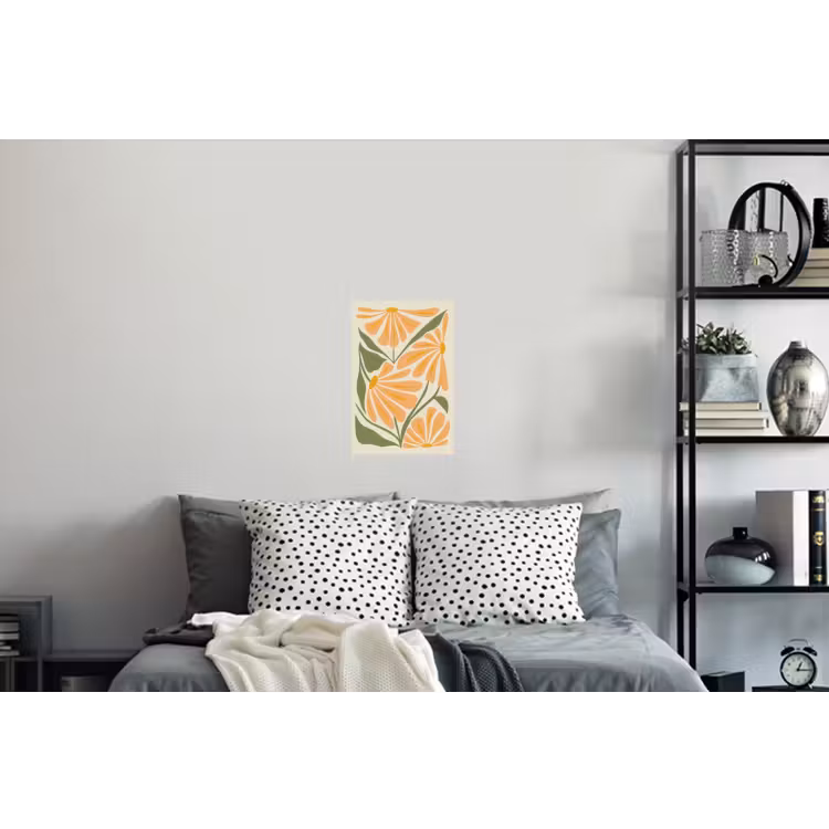 Blaadjes - Zachtoranje - Bloemen Muursticker klein -slaapkamer