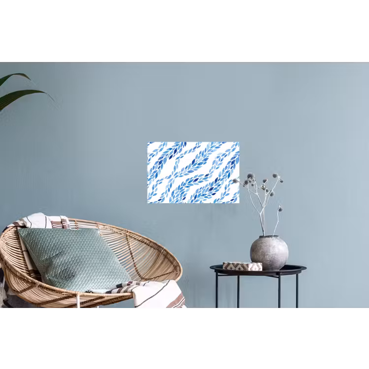 Bladeren - Aquarel - Patroon - Modern - Blauw Muursticker klein -plant