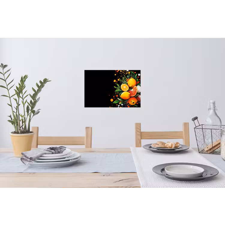Citroenen - Zwart - Kruiden - Graffiti - Verf Muursticker klein -eettafel