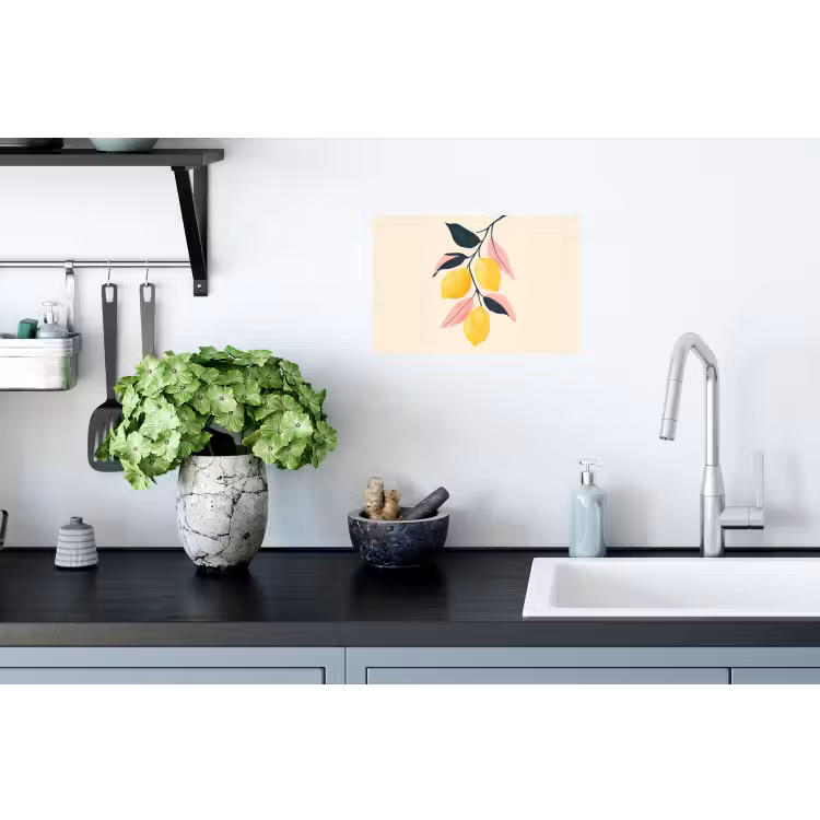 Citroenen - Felgeel - Tak - Bladeren Muursticker klein -keuken