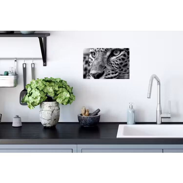 Luipaard - Zwart - Wit - Oog Muursticker klein -keuken