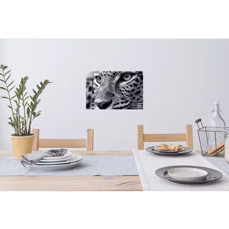 Luipaard - Zwart - Wit - Oog Muursticker klein -eettafel