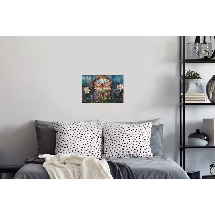 Libelle - Mozaïek - Bloemen - Kleurrijk Muursticker klein -slaapkamer