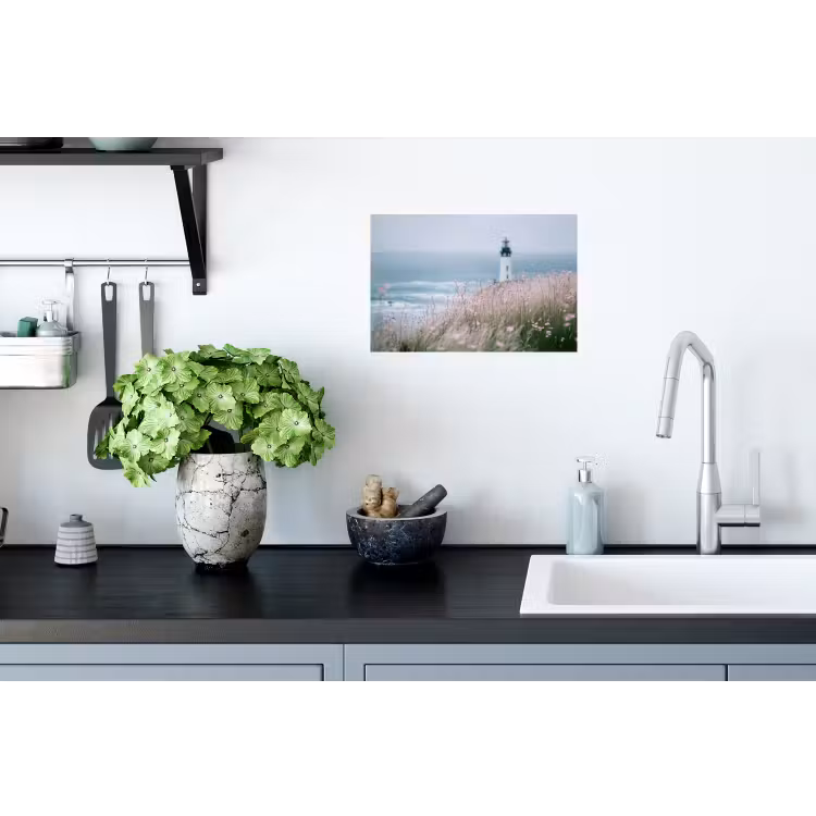 Vuurtoren - Klif - Zee - Bloemen Muursticker klein -keuken