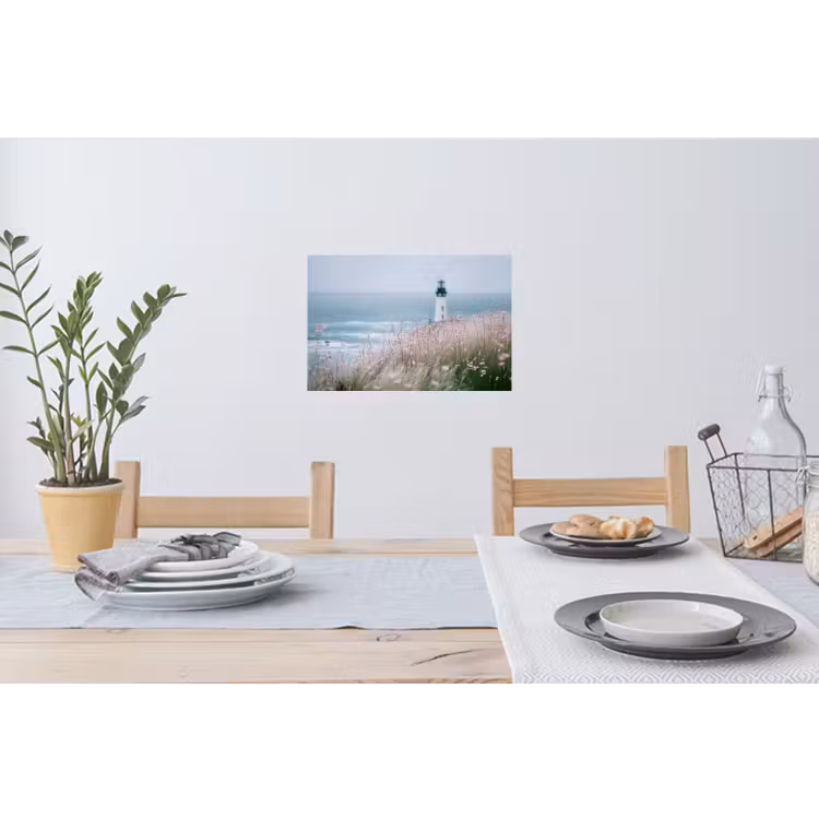 Vuurtoren - Klif - Zee - Bloemen Muursticker klein -eettafel