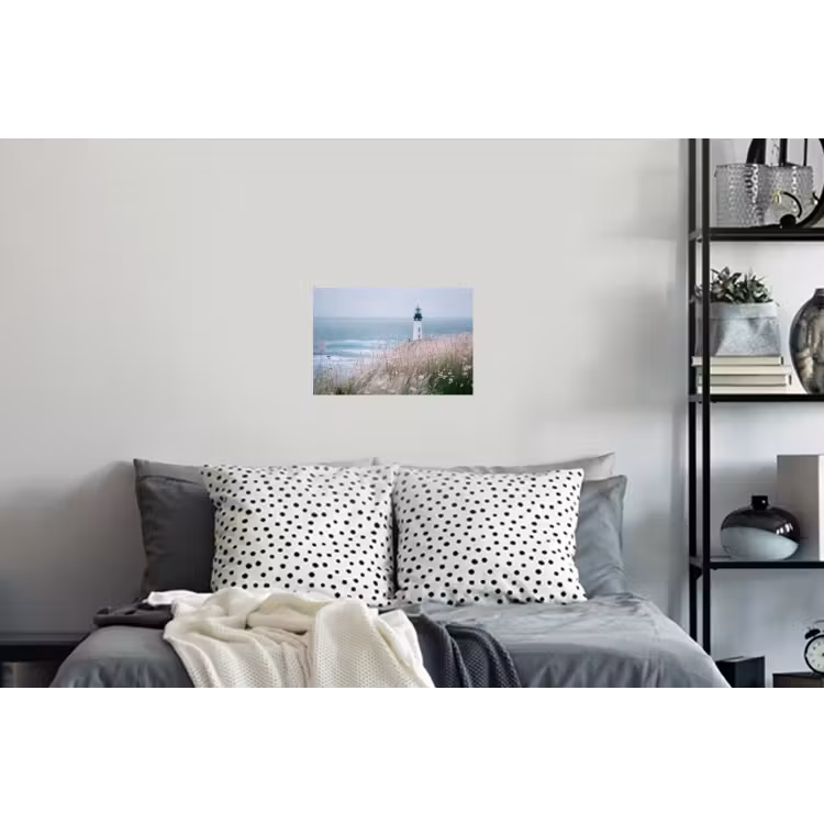 Vuurtoren - Klif - Zee - Bloemen Muursticker klein -slaapkamer