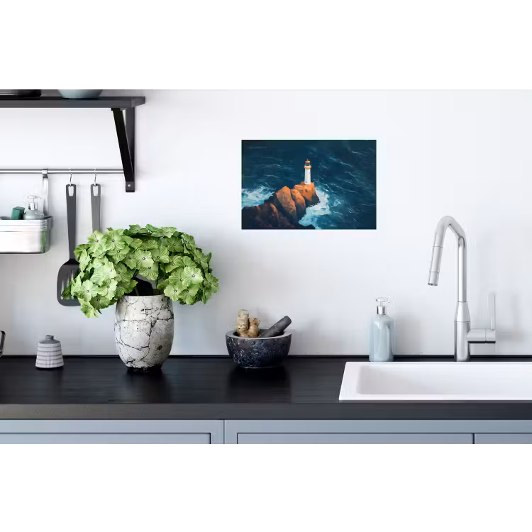 Vuurtoren - Rots - Zee - Golven Muursticker klein -keuken
