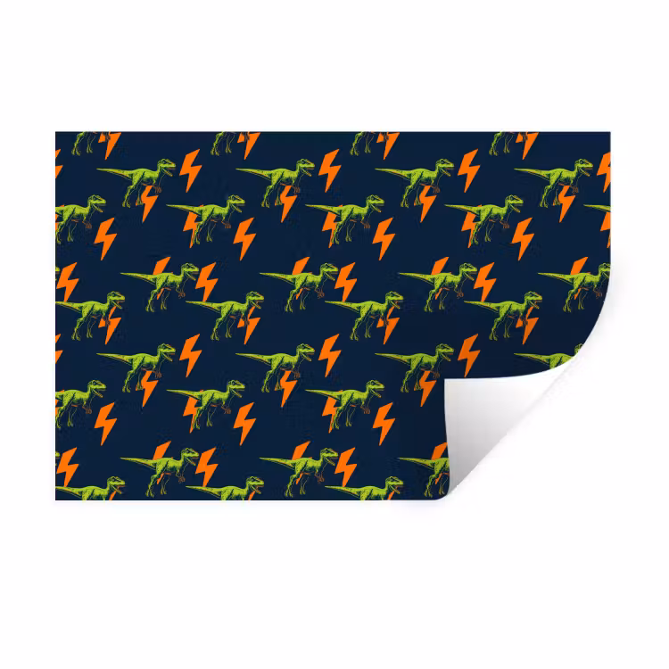 Bliksemschichten - Oranje - Dinosaurussen Muursticker klein -3d