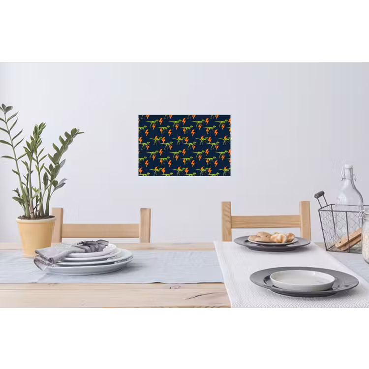 Bliksemschichten - Oranje - Dinosaurussen Muursticker klein -eettafel