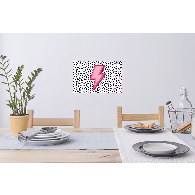 Bliksem - Roze - Stippen Muursticker klein -eettafel
