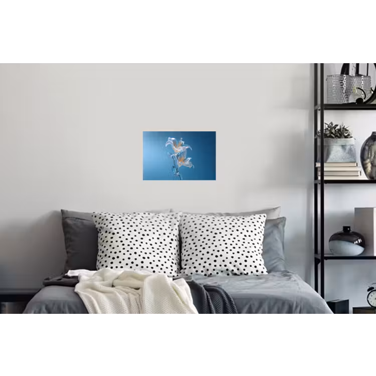 Lelies - Blauw - Glazen Muursticker klein -slaapkamer