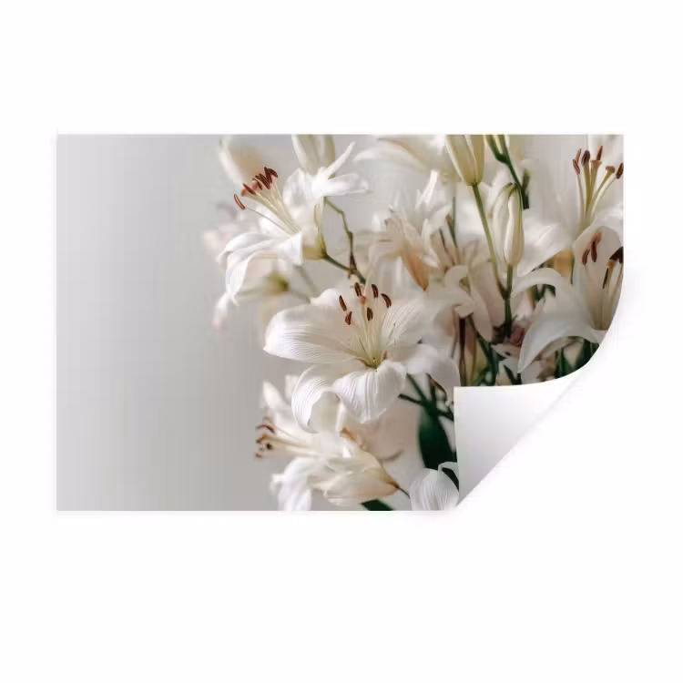 Lelies - Boekte - Wit - Meeldraden Muursticker klein -3d
