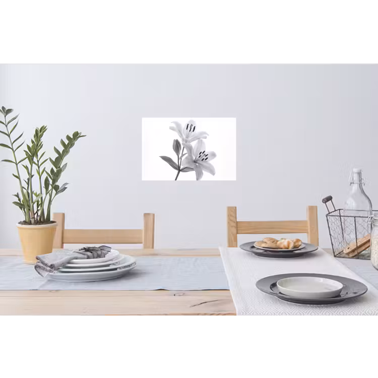 Lelies - Elegant - Zwart - Wit Muursticker klein -eettafel
