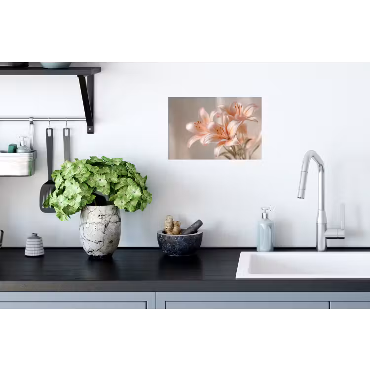 Lelies - Meeldraden - Roze - Wazig Muursticker klein -keuken