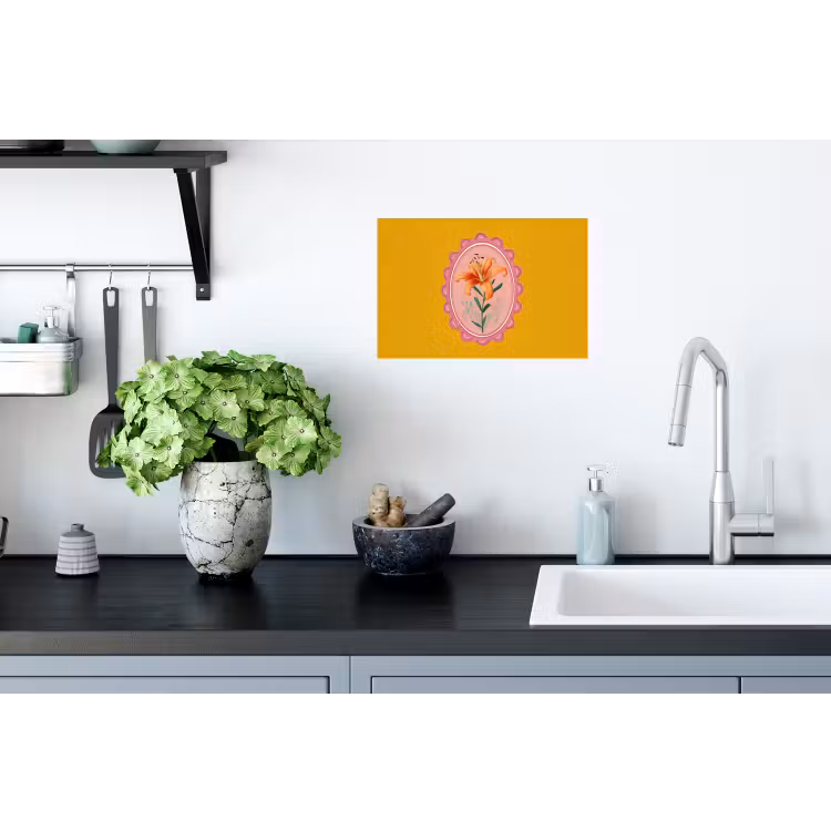 Lelie - Oranje - Lijst - Ovaal Muursticker klein -keuken