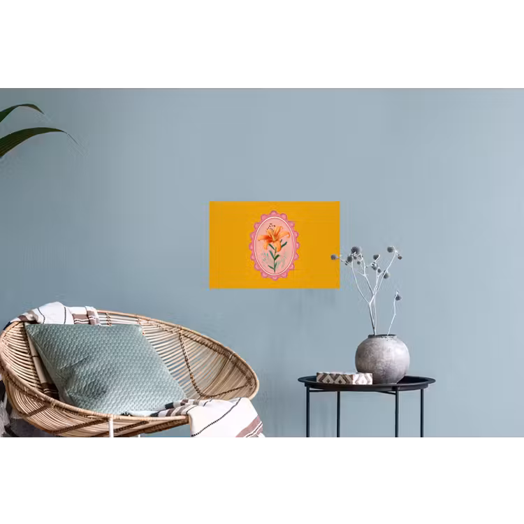 Lelie - Oranje - Lijst - Ovaal Muursticker klein -plant