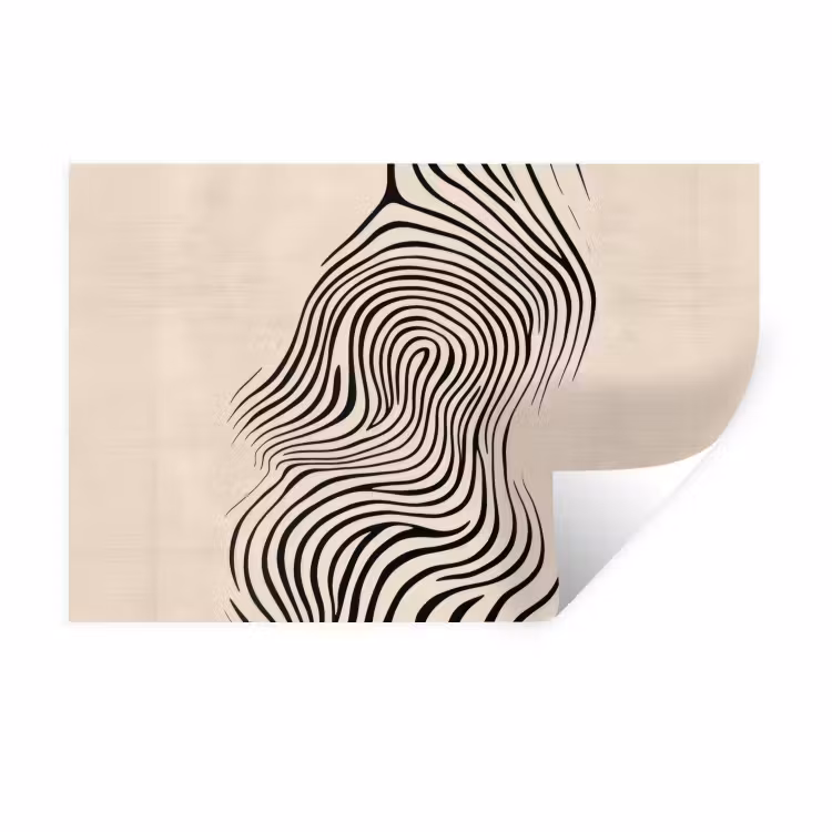 Lijnen - Abstract - Golvend - Zwart Muursticker klein -3d