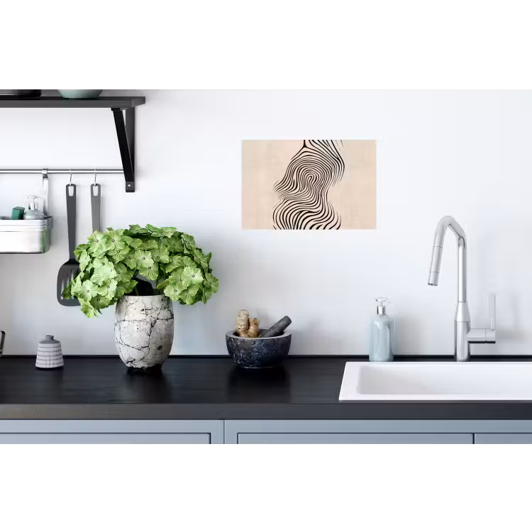 Lijnen - Abstract - Golvend - Zwart Muursticker klein -keuken