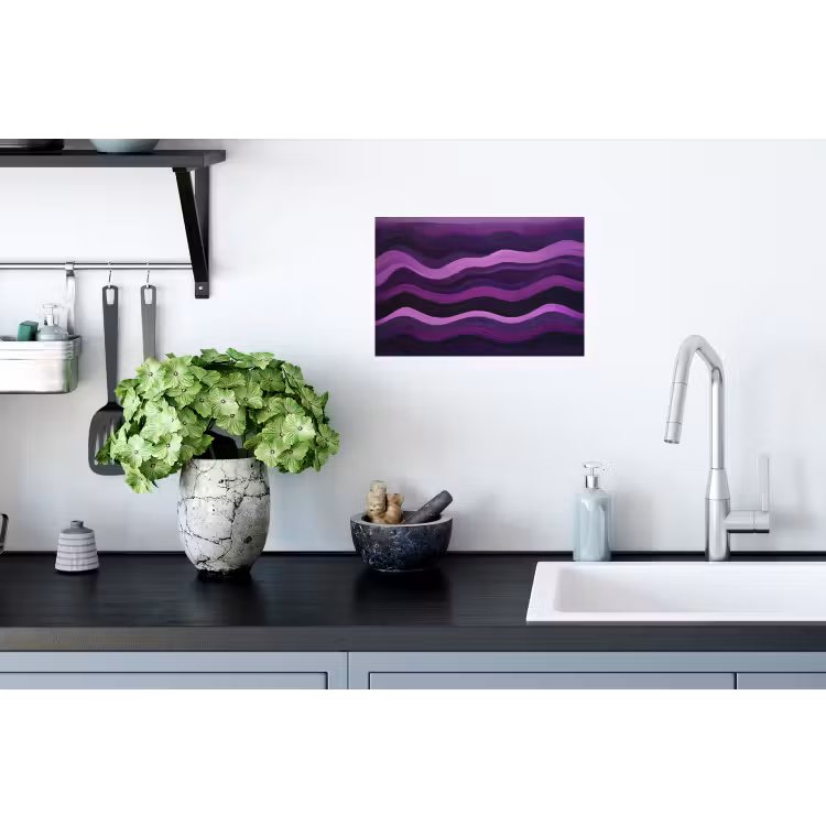 Lijnen - Golven - Paars - Abstract Muursticker klein -keuken