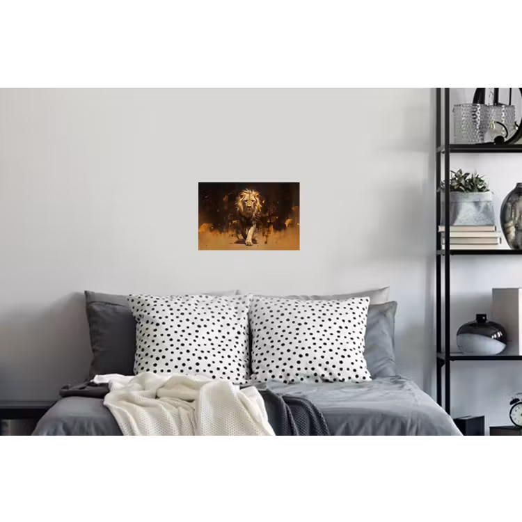 Leeuw - Geschilderd - Abstract - Goud Muursticker klein -slaapkamer