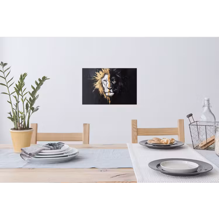 Leeuw - Gesplitst - Zwart - Lijn Muursticker klein -eettafel