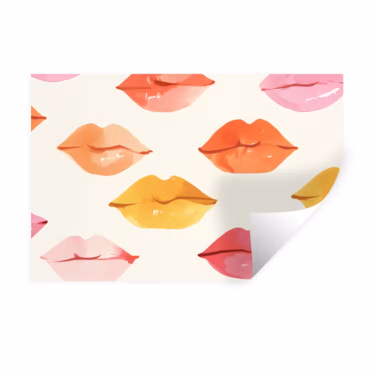 Lippen - Kleurrijk - Glanzend Muursticker klein -3d