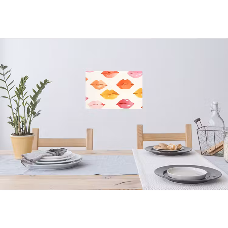 Lippen - Kleurrijk - Glanzend Muursticker klein -eettafel