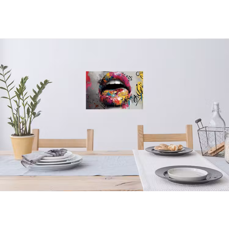 Lippen - Graffiti - Expressief Muursticker klein -eettafel