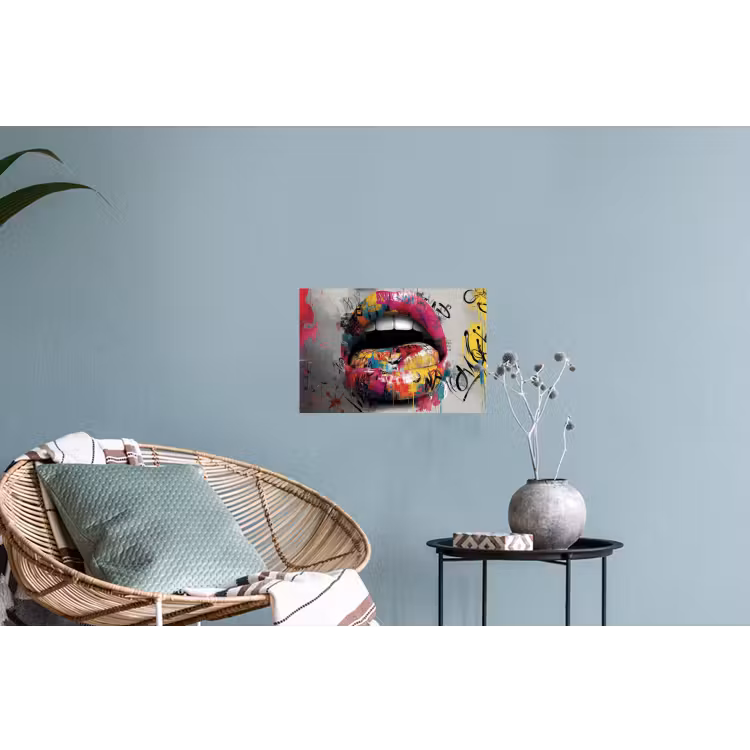 Lippen - Graffiti - Expressief Muursticker klein -plant