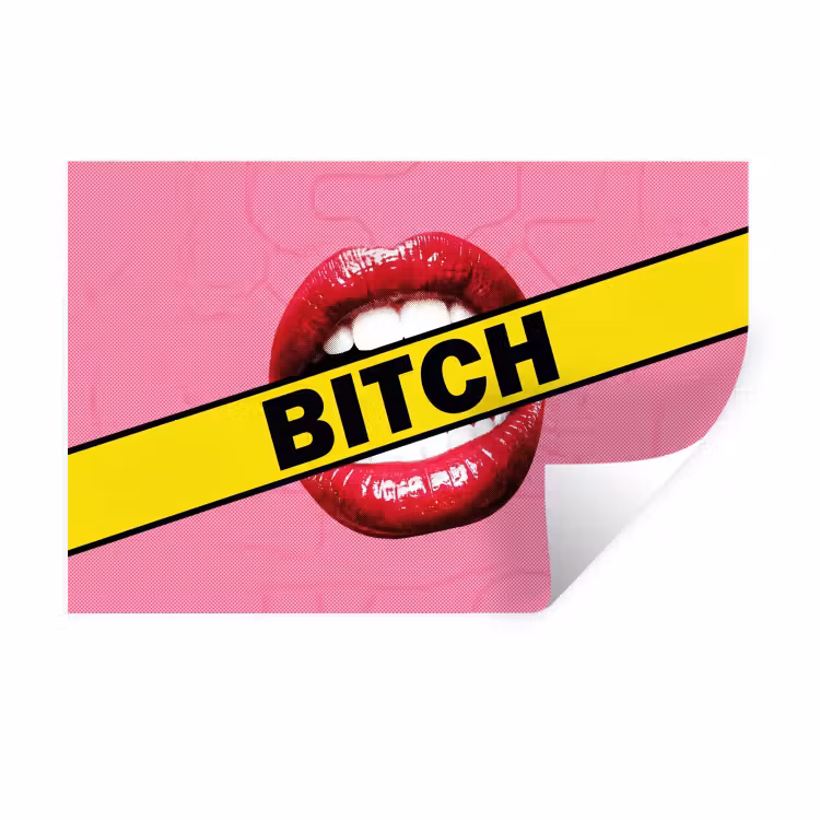 Lippen - Tekst - Kleurrijk Muursticker klein -3d