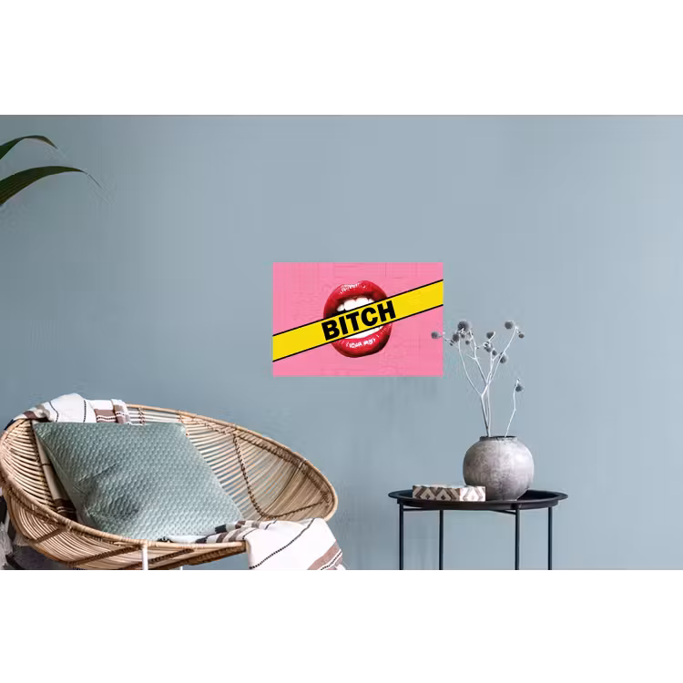 Lippen - Tekst - Kleurrijk Muursticker klein -plant