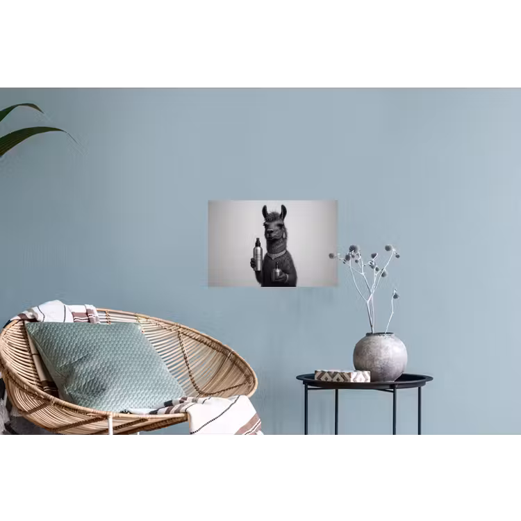 Lama - Flessen - Zwart - Wit Muursticker klein -plant